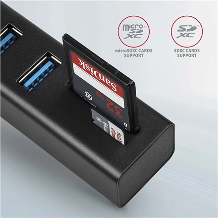 AXAGON SuperSpeed USB-A šakotuvas ir kortelių skaitytuvas | HMA-CR3A
