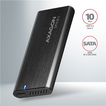 Kietasis diskas AXAGON išorinė USB-C 3.2 Gen 2 metalinė dėžutė M.2 SATA SSD diskams | EEM2-SBC
