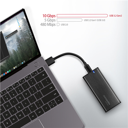 Kietasis diskas AXAGON išorinė USB-C 3.2 Gen 2 metalinė dėžutė M.2 SATA SSD diskams | EEM2-SBC
