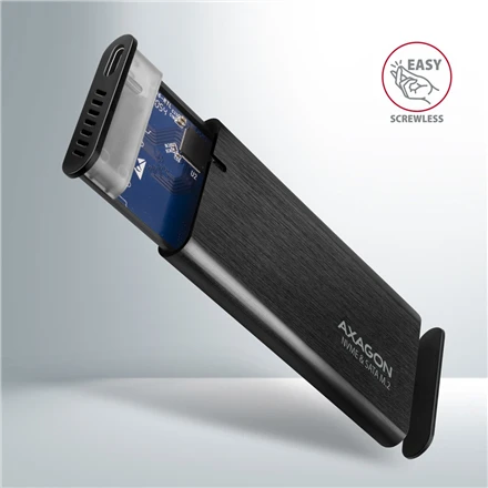 Axagon išorinė USB-C 3.2 Gen 2 metalinė dėžutė M.2 NVMe ir SATA SSD diskams. Be varžtų.