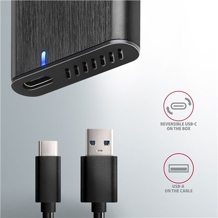 Kietasis diskas AXAGON išorinė USB-C 3.2 Gen 2 metalinė dėžutė M.2 SATA SSD diskams | EEM2-SBC