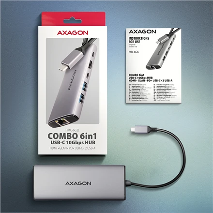 AXAGON HMC-6G2L šakotuvas su pakuote ir instrukcija