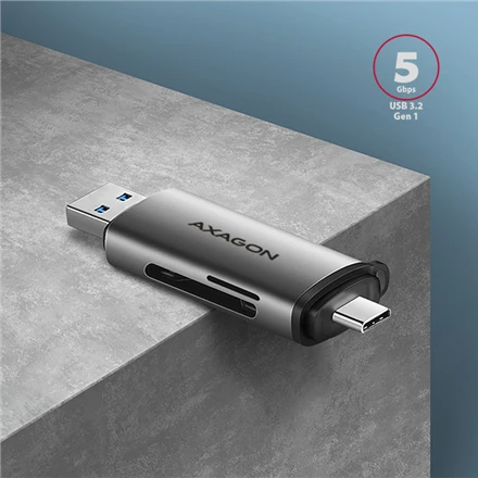 AXAGON CRE-SAC išorinis USB 3.2 Gen1 Type-C+Type-A 2 lizdų SD / Micro SD
