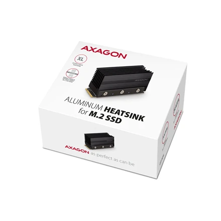 Axagon Pasyvus aliuminio radiatorius vienpusiams ir dvipusiams M.2 SSD diskams, dydis 2280, aukštis 36 mm.