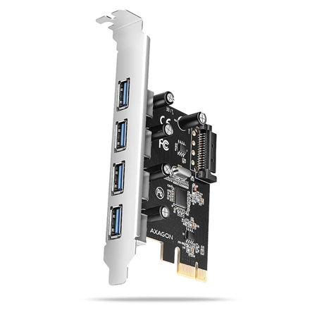 AXAGON PCEU-430RS PCIe kortelė - 4x USB 5Gbps prievadas, SATA maitinimas, Renesas PD720201, SP