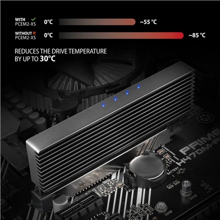 AXAGON PCI-Express x16 adapteris su aušintuvu, skirtas NVMe M.2 SSD diskui prijungti prie kompiuterio | PCEM2-XS