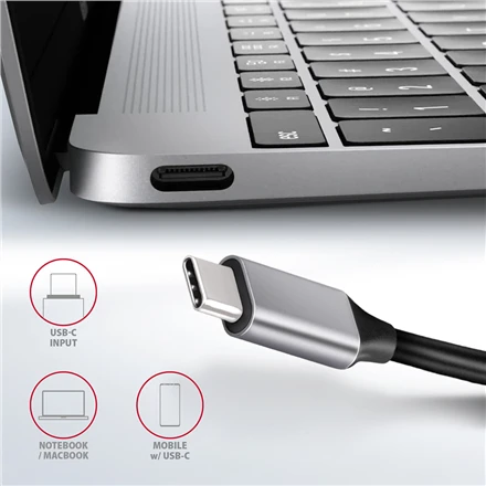 Axagon Multiport USB 3.2 Gen 1 šakotuvas. HDMI, Gigabit LAN ir maitinimo tiekimas. 20 cm USB-C laidas.
