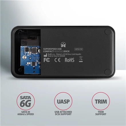 AXAGON | USB 3.0-1x SATA 6G HDD Dock Station, Juodas | ADSA-SN