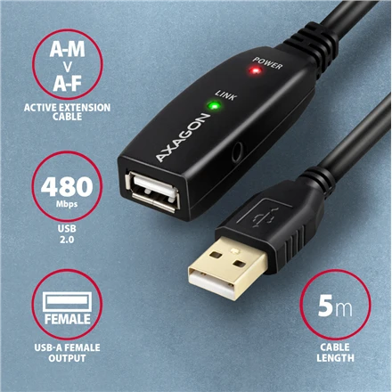 AXAGON | USB kartotuvo kabelis | ADR-205 | USB A tipo į USB A tipo