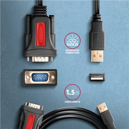 Axagon Active USB-A keitiklis, skirtas nuosekliesiems įrenginiams prijungti. Vaisingas lustas.