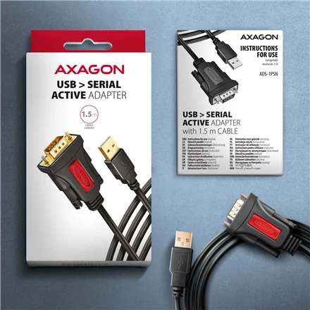 Axagon Active USB-A keitiklis, skirtas nuosekliesiems įrenginiams prijungti. Vaisingas lustas.