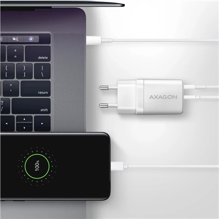 Axagon Sil sieninis įkroviklis 2x prievadas (USB-A + USB-C), PD3.0/QC4+/PPS/AFC/Apple. 30W bendra galia.