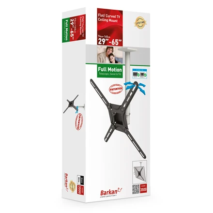 Barkan Flat/ Curved TV Ceiling Mount 3500 Lubinis laikiklis, Full motion, 29-63 ", Maksimalus svoris (talpa) 40 kg, Baltas