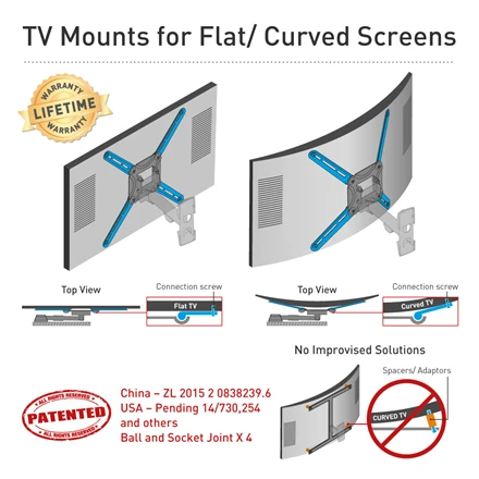 Barkan Flat/ Curved TV Ceiling Mount 3500 Lubinis laikiklis, Full motion, 29-63 ", Maksimalus svoris (talpa) 40 kg, Baltas