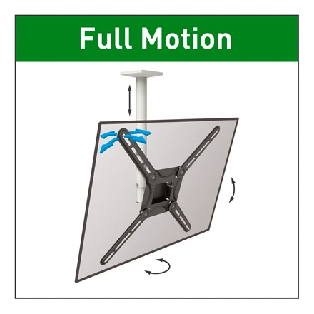 Barkan Flat/ Curved TV Ceiling Mount 3500 Lubinis laikiklis, Full motion, 29-63 ", Maksimalus svoris (talpa) 40 kg, Baltas