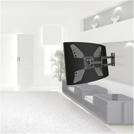 Laikiklis BARKAN 3400L.B 65" lygiam/lenktam TV, 4 lankstų, sieninis, juodas