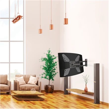 Laikiklis BARKAN 3400L.B 65" lygiam/lenktam TV, 4 lankstų, sieninis, juodas