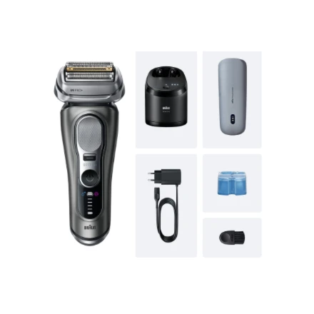 Braun 9675CC Barzdaskutė Series 9 PRO+ Clean&Charge +Power Case / pilkas