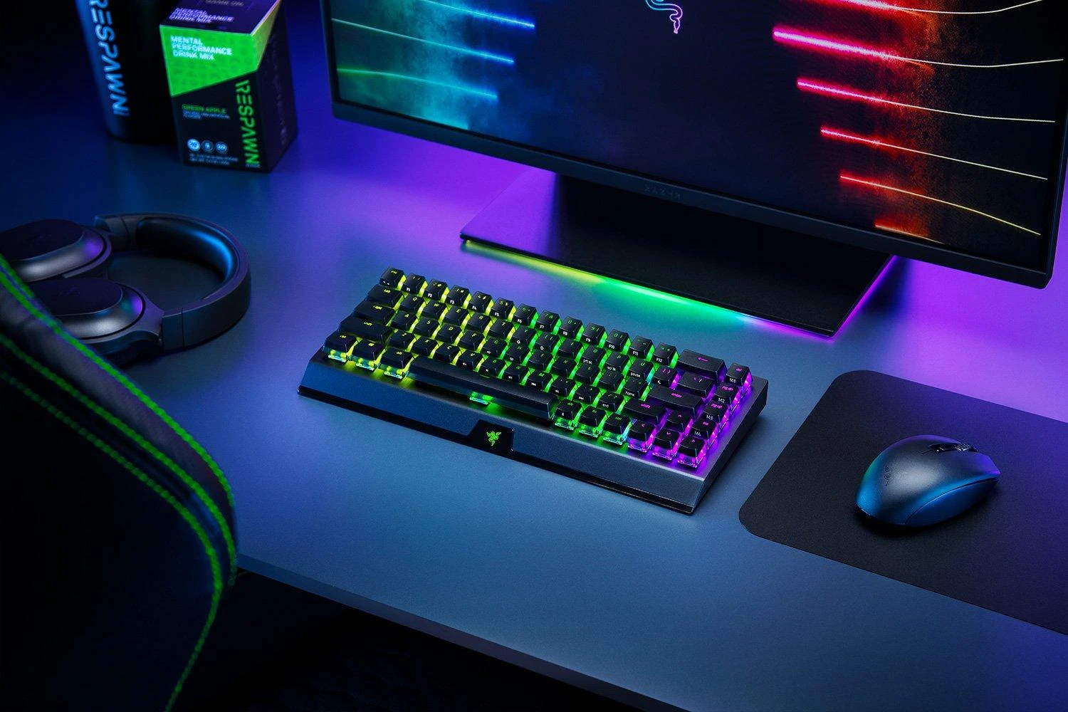 Belaidė 65% Klaviatūra Razer BlackWidow V3 Mini HyperSpeed Phantom Edition, Green Switch, US išdėstymas