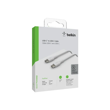 BELKIN BOOST CHARGE USB-C TO USB-C CABLE, 2M, Baltas