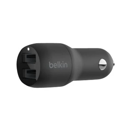 Belkinas | Dvigubas USB-A automobilinis įkroviklis 24W + USB-A prie žaibo kabelis | PAdidinkite įkrovimą