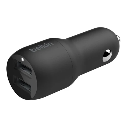 Belkinas | Dvigubas USB-A automobilinis įkroviklis 24W + USB-A prie žaibo kabelis | PAdidinkite įkrovimą