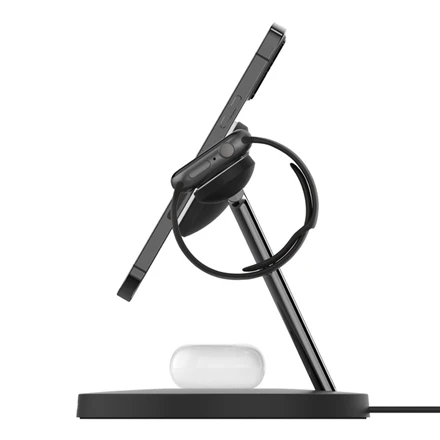 Belkinas | Pro MagSafe 3in1 belaidis įkrovimo stovas + kintamosios srovės maitinimo adapteris | PAdidinkite įkrovimą