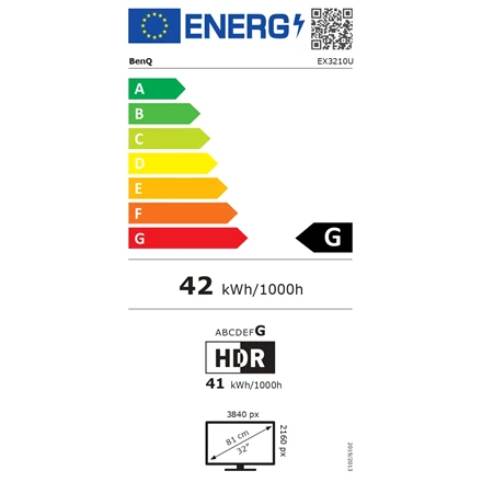 Benq | LED Monitorius | EX3210U | 32 " | IPS | UHD | 16:9 | 144 Hz | 2 ms | 3840 x 2160 | 300 cd/m² | HDMI jungtys quantity 2 | Baltas | Garantija 36 mėn.