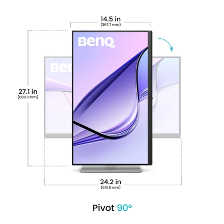 Monitorius BENQ MA270U, skirtas MAC 27 colių IPS 4K 400cd/m2 5ms HDMIx2 USB-Cx2 90W ir 15W Pivot garsiakalbiams