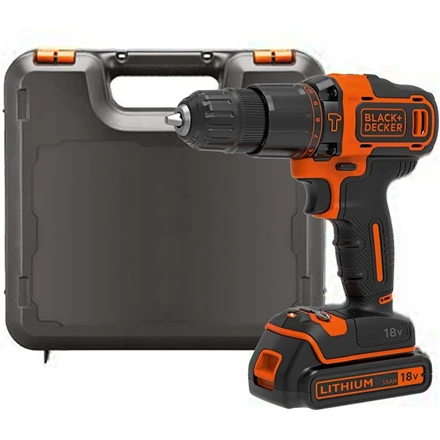 Black & Decker Akumuliatorinis suktuvas-gręžtuvas 18V Ličio jonų + 400mA įkroviklis + 1 akumuliatorius + lagaminas