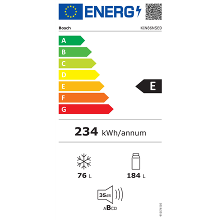 Įmontuojamasis šaldytuvas Bosch KIN86NSE0 NoFrost