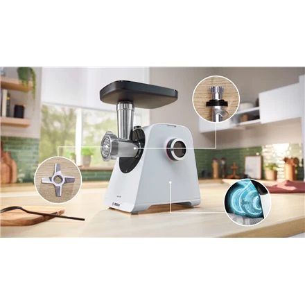 Bosch MFWS420W Serija 4, Mėsmalė, MultiPower Series 4, 1900 W, Baltas, Baltas