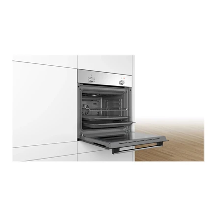 Orkaitė Bosch | Oven | HBF010BR1S | 66 L | A | Multifunctional | Manual | Knobs | Height 59.5 cm | Plotis 59.4 cm | Nerūdijantis plienas