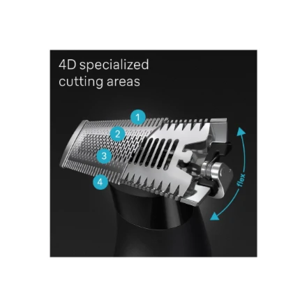 Barzdaskutė Braun Face and Body Hair trimmer | XT5300 Series XT5 | Cordless | Wet & Dry | Number of length steps 6 | Juodas/Sidabrinis