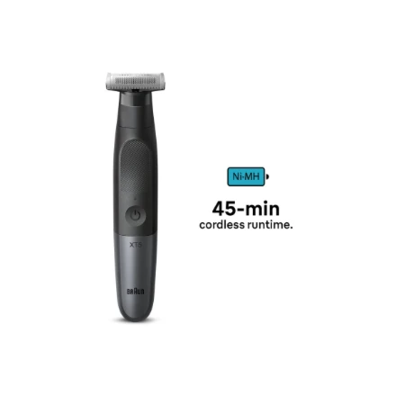 Barzdaskutė Braun Face and Body Hair trimmer | XT5300 Series XT5 | Cordless | Wet & Dry | Number of length steps 6 | Juodas/Sidabrinis