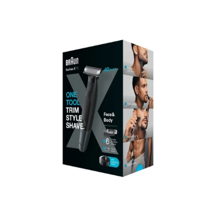 Barzdaskutė Braun Face and Body Hair trimmer | XT5300 Series XT5 | Cordless | Wet & Dry | Number of length steps 6 | Juodas/Sidabrinis