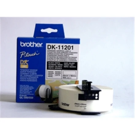 Brother Brolis | DK-11201 standartinės adresų etiketės | Juodas, Baltas | DK | 29mm x 90mm