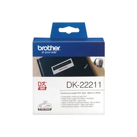 Brother Brolis | DK-22211 ištisinio ilgio popierinė etiketė | Juodas, Baltas | DK | 29 mm | 15,24 m