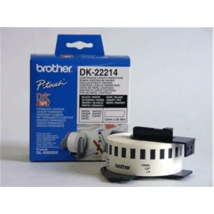 Brother Brolis | DK-22214 Nepertraukiamo ilgio popierinė etiketė | Juodas, Baltas | DK | 12 mm | 30,5 m