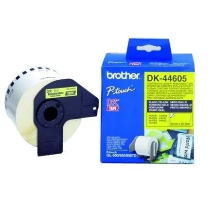 Brother DK-44605 ištisinė nuimama Geltona popierinė juosta (62mm) Geltona