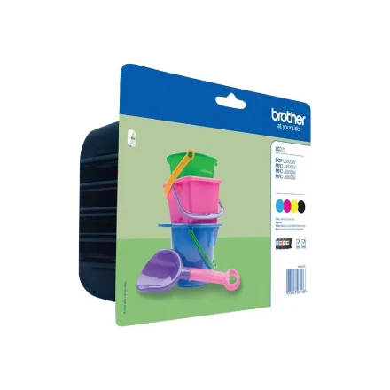 Brother LC221VALBPDR Multipack Ink Cartridge, Juodas, Cyan, Magenta, Geltona