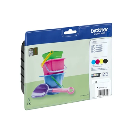 Brother LC221VALBPDR Multipack Ink Cartridge, Juodas, Cyan, Magenta, Geltona