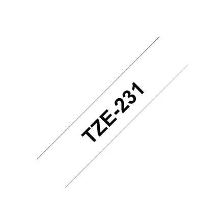 Brother | TZ-231 Laminated Tape | Juodas on Baltas | TZe | 8 m | 1.2 cm
