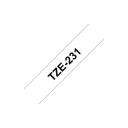 Brother | TZ-231 Laminated Tape | Juodas on Baltas | TZe | 8 m | 1.2 cm