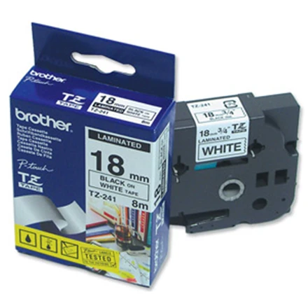 Brother | TZ-241 Laminated Tape | Juodas on Baltas | TZe | 8 m | 1.8 cm