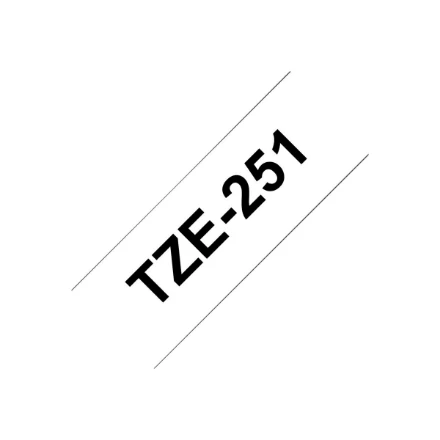 Brother | TZ-251 Laminated Tape | Juodas on Baltas | TZe | 8 m | 2.4 cm
