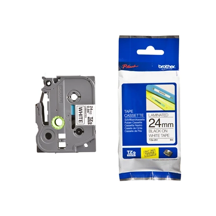 Brother | TZ-251 Laminated Tape | Juodas on Baltas | TZe | 8 m | 2.4 cm