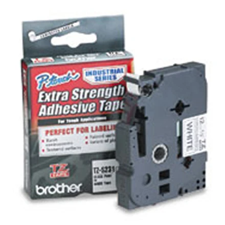 Brother | TZ-S231 Strong Adhesive Laminated Tape | Juodas on Baltas | TZe | 8 m | 1.2 cm