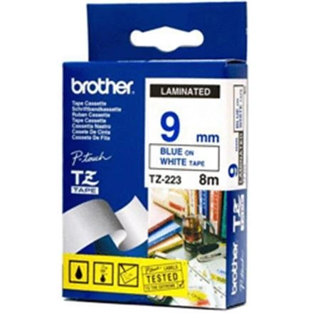 Brother | TZe-223 Laminated tape | Mėlyna on Baltas | TZe | 8 m | 0.9 cm
