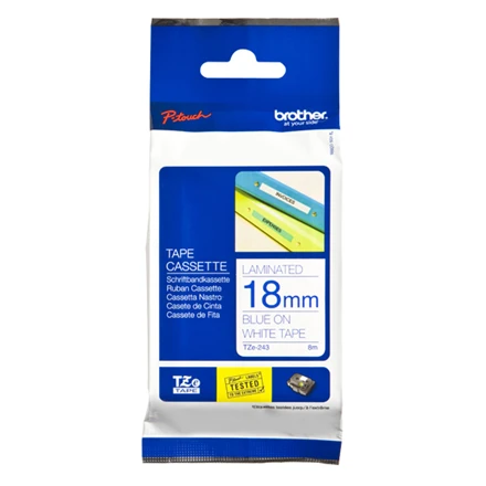 Brother TZE-243 Laminated Tape Mėlyna on Baltas, TZe, 8 m, 1.8 cm